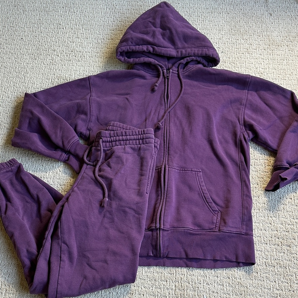 Aritzia Tna Cozy AF XS Plum Purple Hoodie Sweatshirt Sweatpants Matching Set